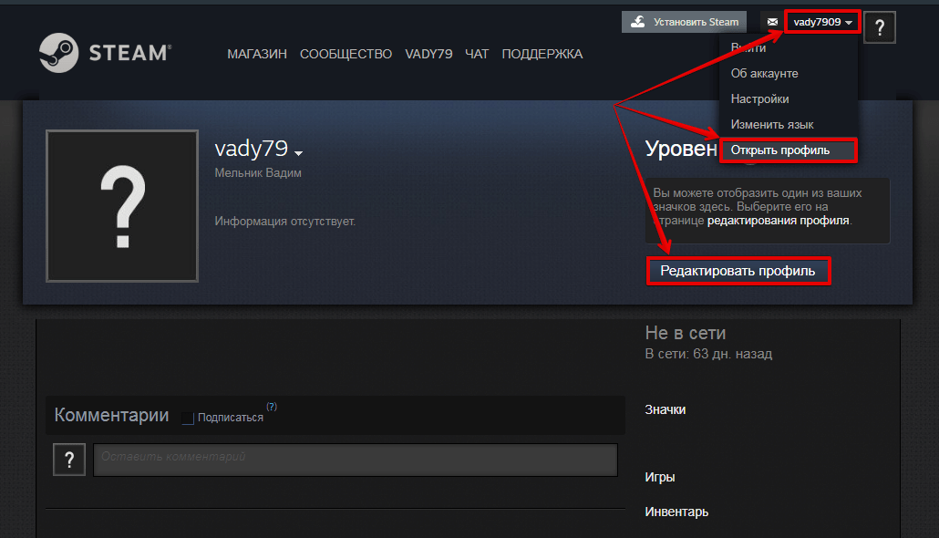 Личный кабинет дотера на Steam