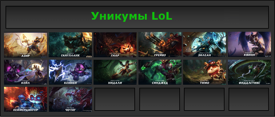 Герои League of Legends (класс "Уникум")