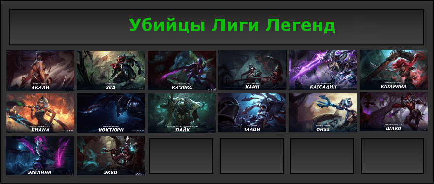 Чемпионы в Лиге Легенд (класс "Убийца")