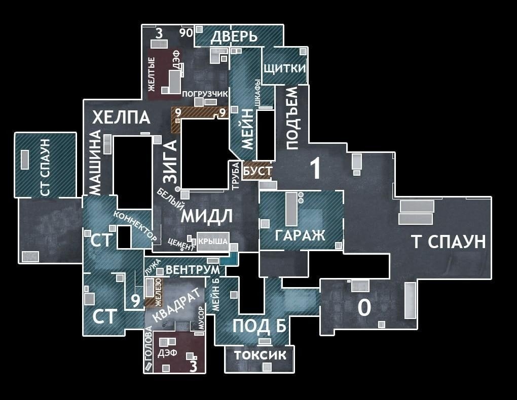 Нахождение и название точек на карте Cache в CS:GO