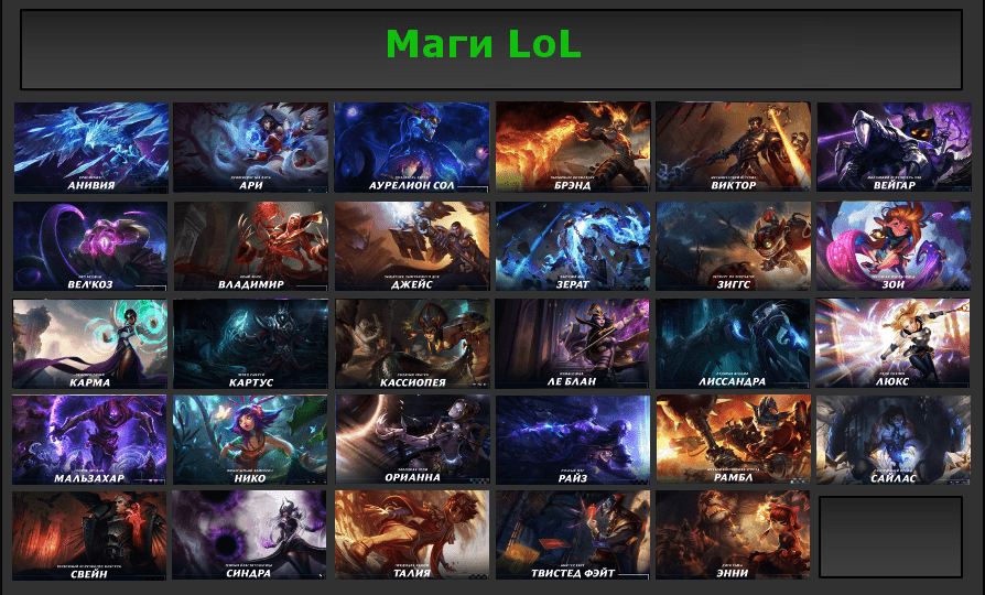Персонажи League of Legends (класс "Маги")