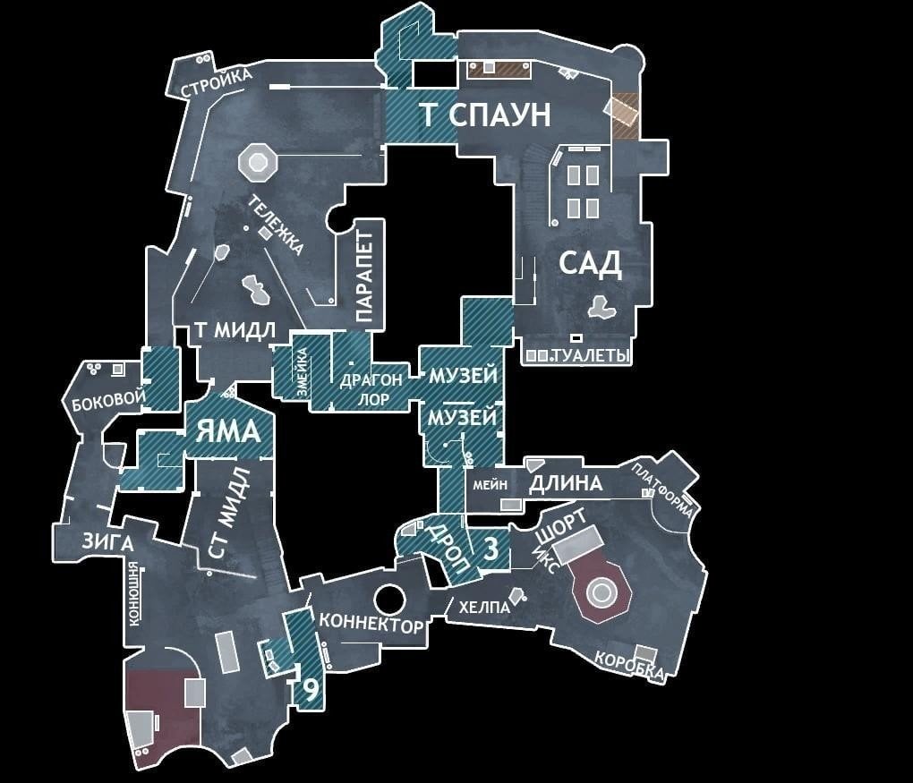 Определение и название мест на карте Overpass в CS:GO