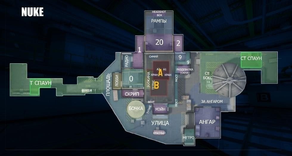 Расположение и название позиций на карте Nuke в CS:GO