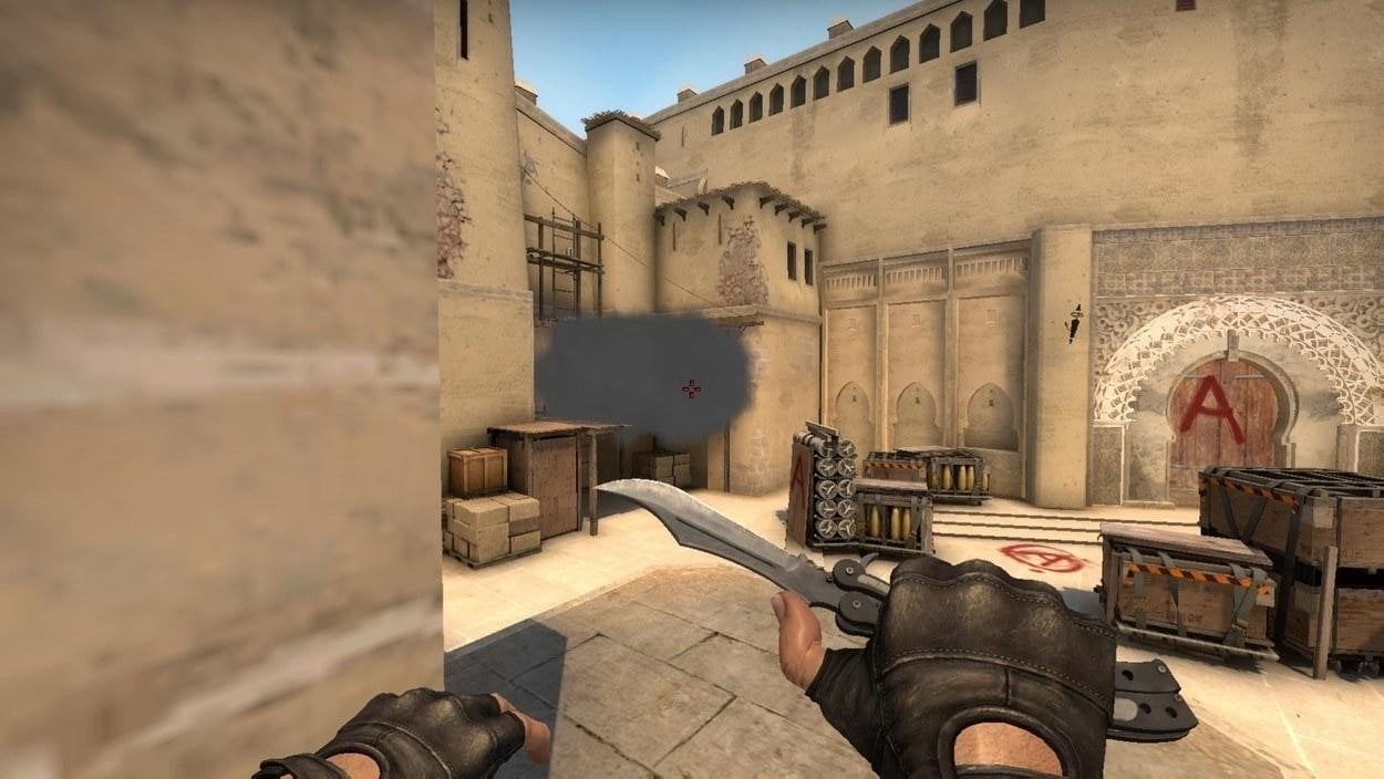 Раскидка смоков на Мираже в CS:GO (c пэласа на балкон)