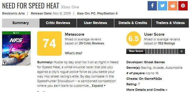 NFS Heat приняли не так тепло