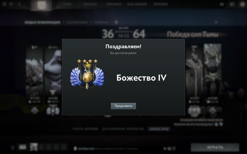 Таблица MMR рейтинга в Dota 2