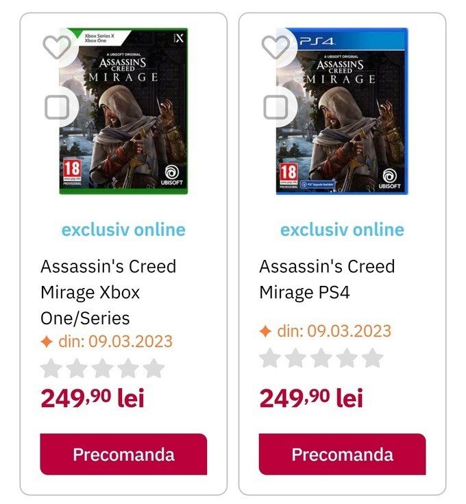 Assassin’s Creed Mirage в каталоге румынской сети Altex