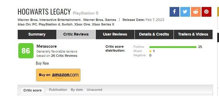 Отзывы на Metacritic
