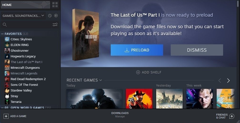Предзагрузка The Last of Us в Steam / Источник: Reddit