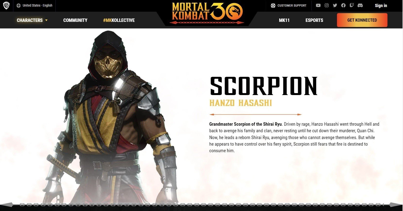 Новый дизайн официального сайта Mortal Kombat