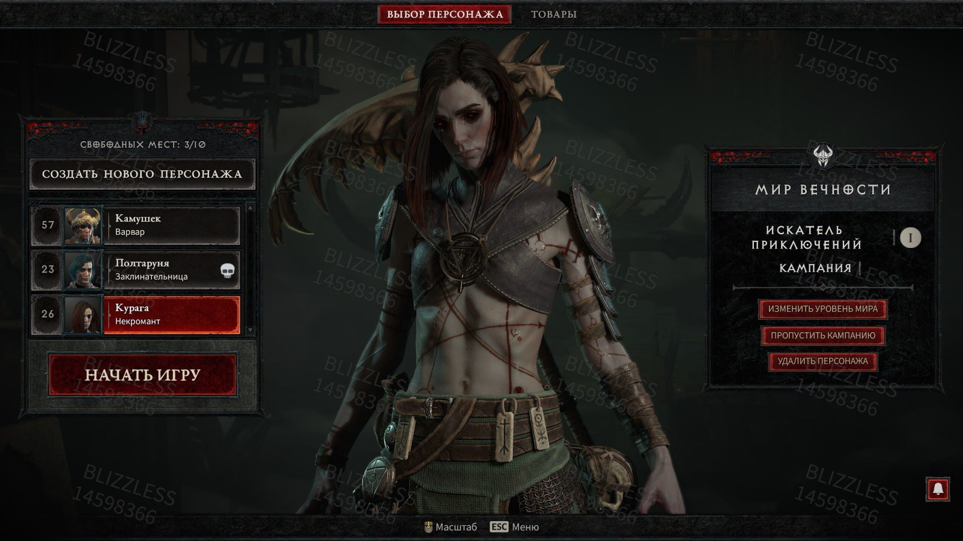 Скриншот из взломанной Diablo 4 от хакеров Blizzless
