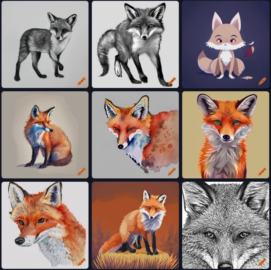 Лис, стилизованный под рисунок