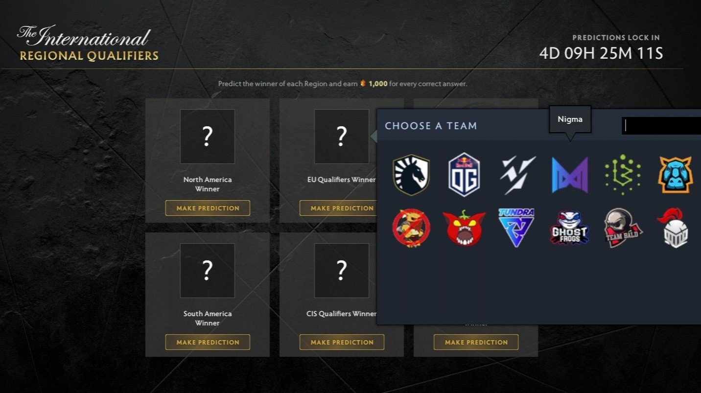 В Dota 2 открыли прогнозы на результаты отборочных к The International 10