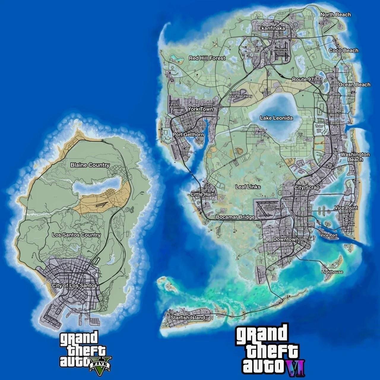 Примерное изображение карты GTA 6