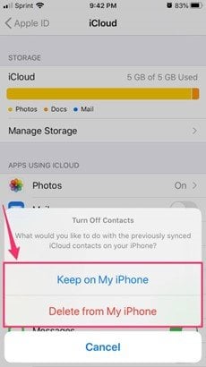 Сохранение контактов на iPhone