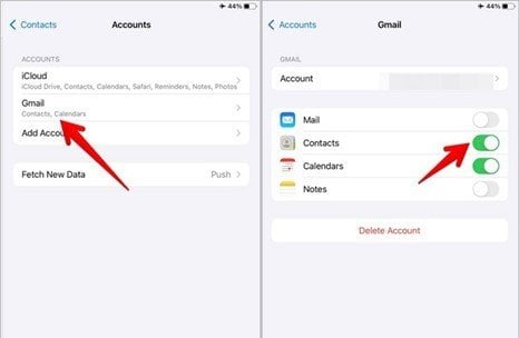 Синхронизация контактов с почтой iOS