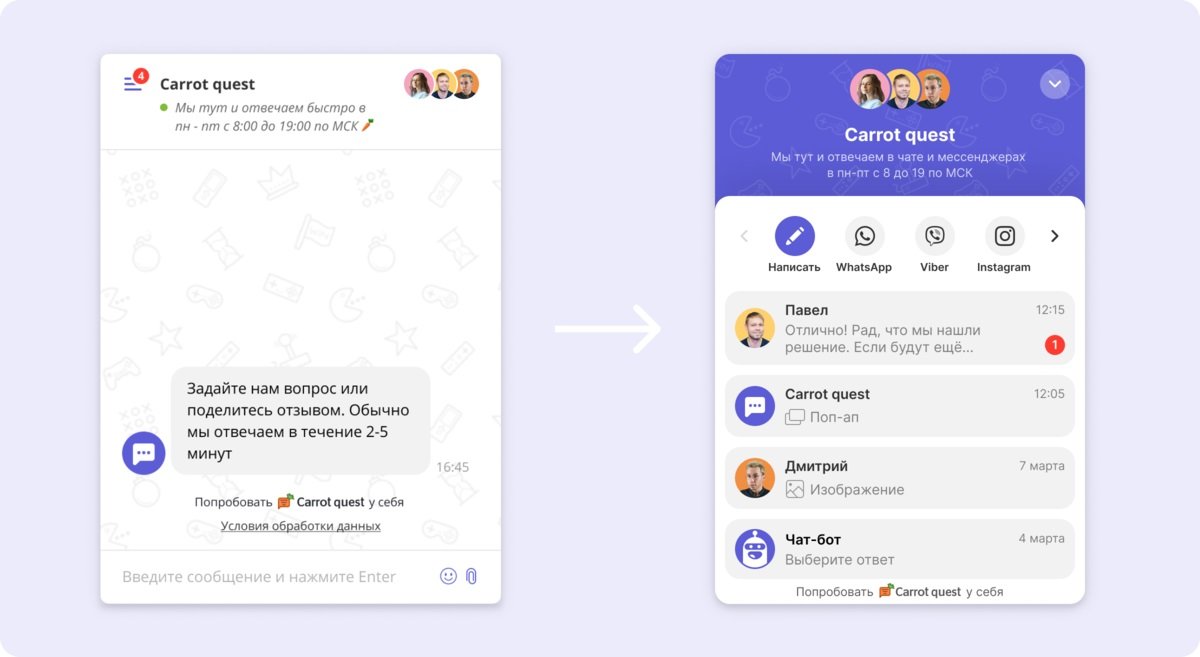 Источник: Carrot guest / Виджет чата на сайте