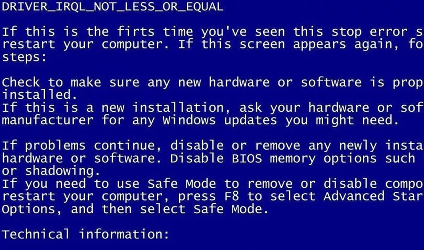 Источник: Safereactor / Ошибка DRIVER IRQL NOT LESS OR EQUAL