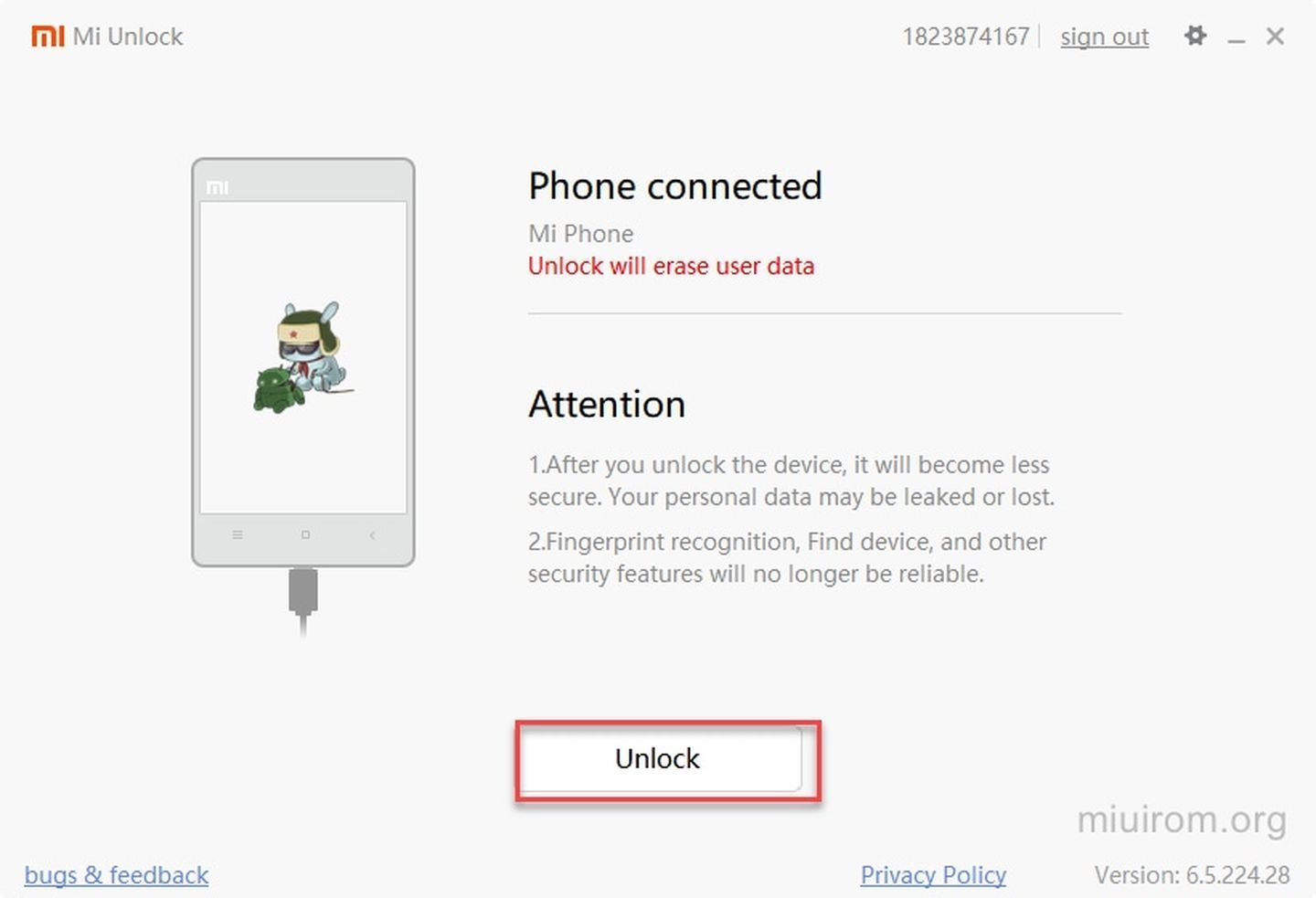 Источник: MIUI ROM / Скриншот Mi Flash Tool