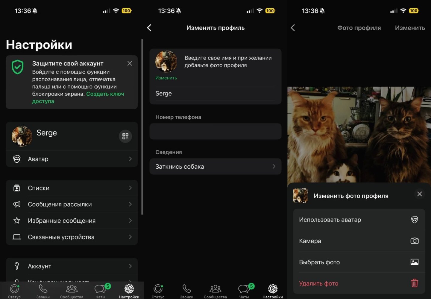Источник: CQ / Настройки WhatsApp*