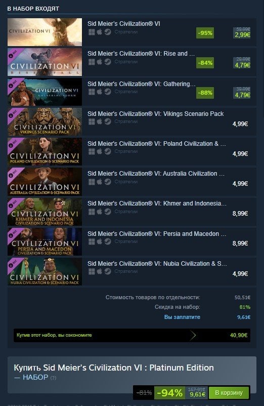 Источник: Steam / Платиновое издание Civilization 6