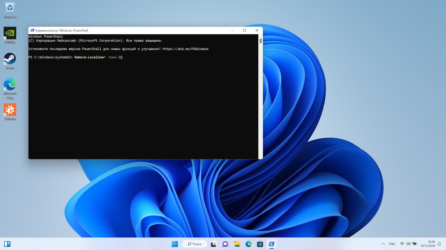 Источник: CQ / Удаление учетной записи Windows