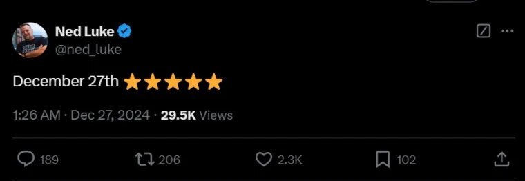 Пост Неда Люка в X (экс-Twitter)