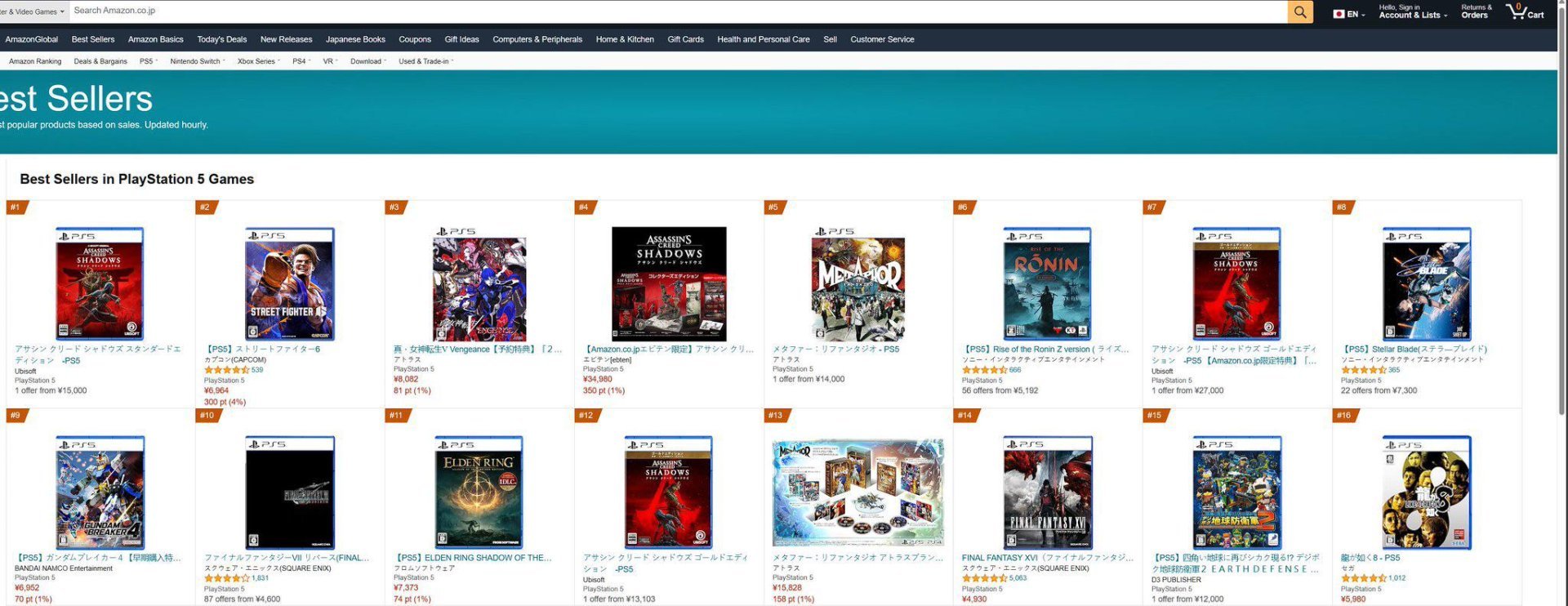Источник: Amazon / Самые продаваемые игры на PS5 в Amazon