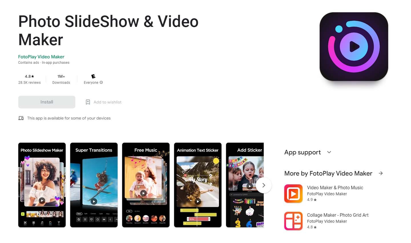 Источник: GooglePlay / Photo SlideShow & Video Maker