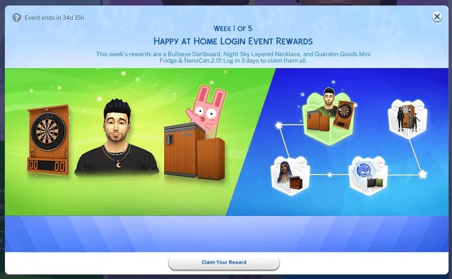 Источник: simscommunity / Скриншот еженедельных наград в The Sims 4