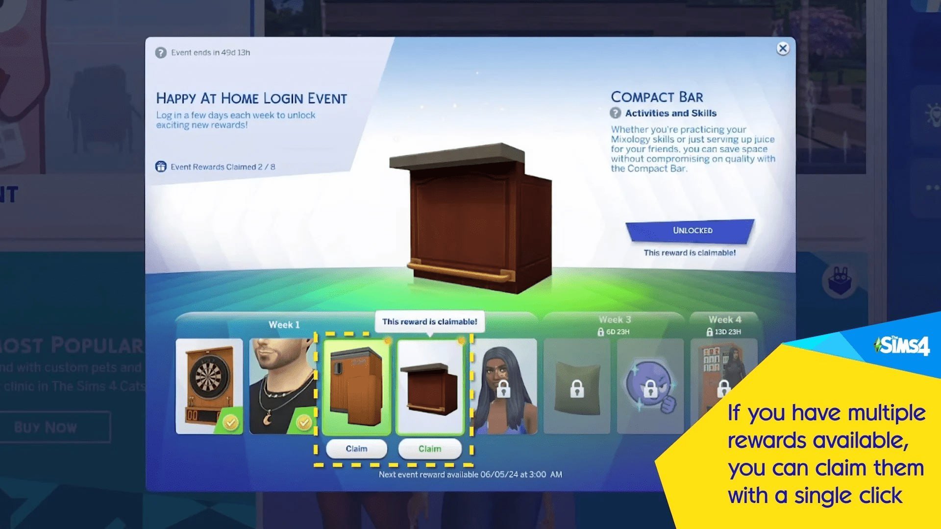 Источник: simscommunity / Скриншот еженедельных наград в The Sims 4