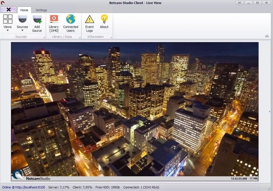Источник: netcamstudio.com / Вид на город в окне программы