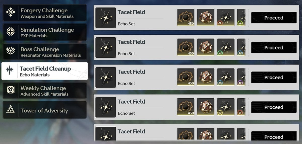 Источник: Скриншот CQ.ru / Список Tacet Field