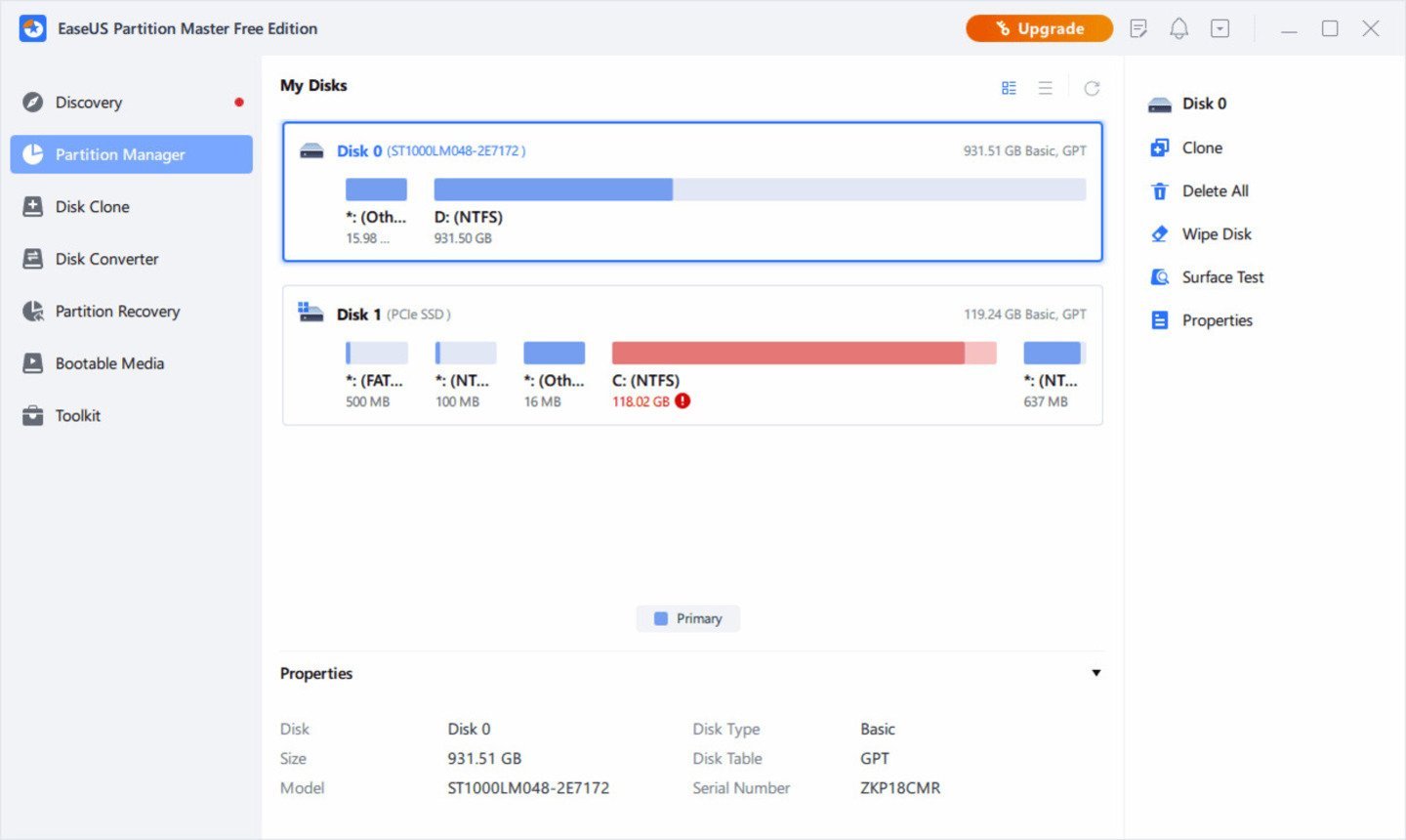 Источник: Lifewire / Интерфейс EaseUS Partition Master