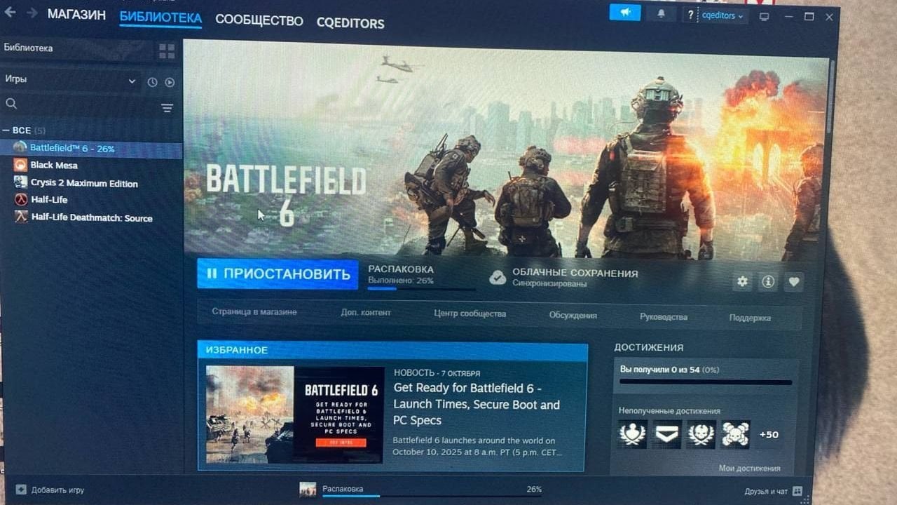 Источник: скриншот CQ.ru / Steam «я тебе запрещаю играть в BF6»