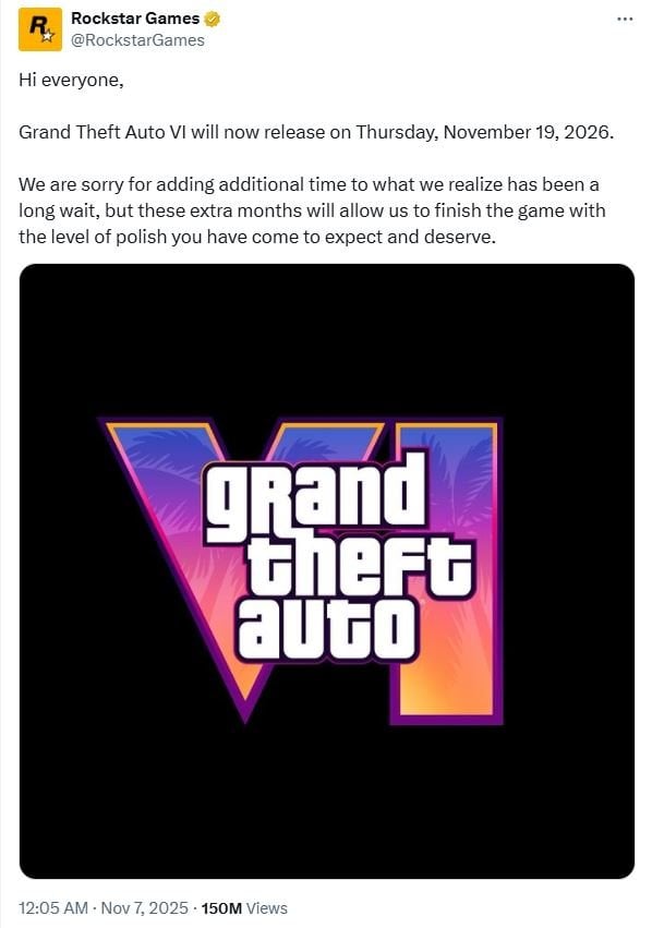 Пост от Rockstar Games