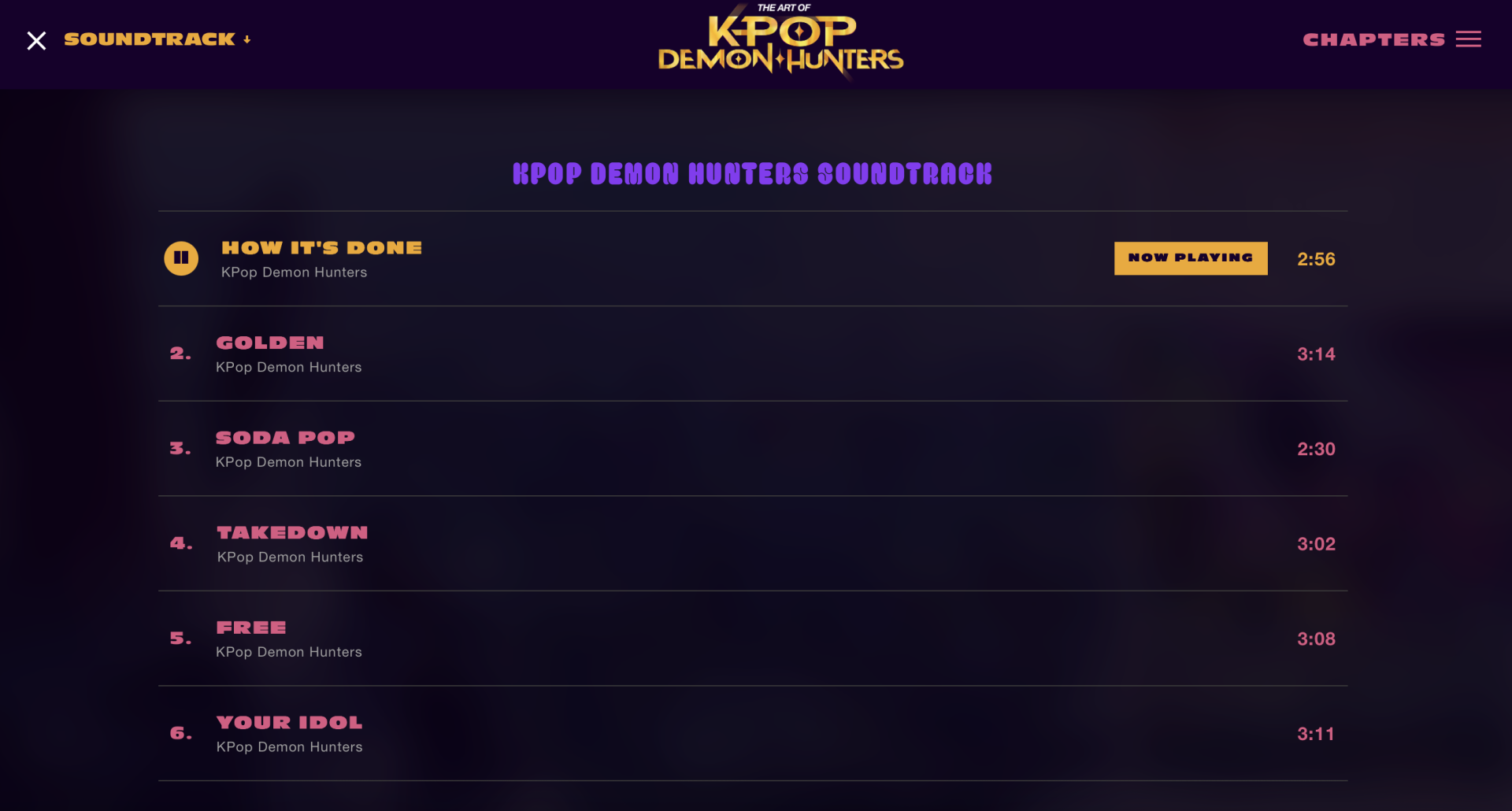 Саундреки к K-pop Demon Hunters