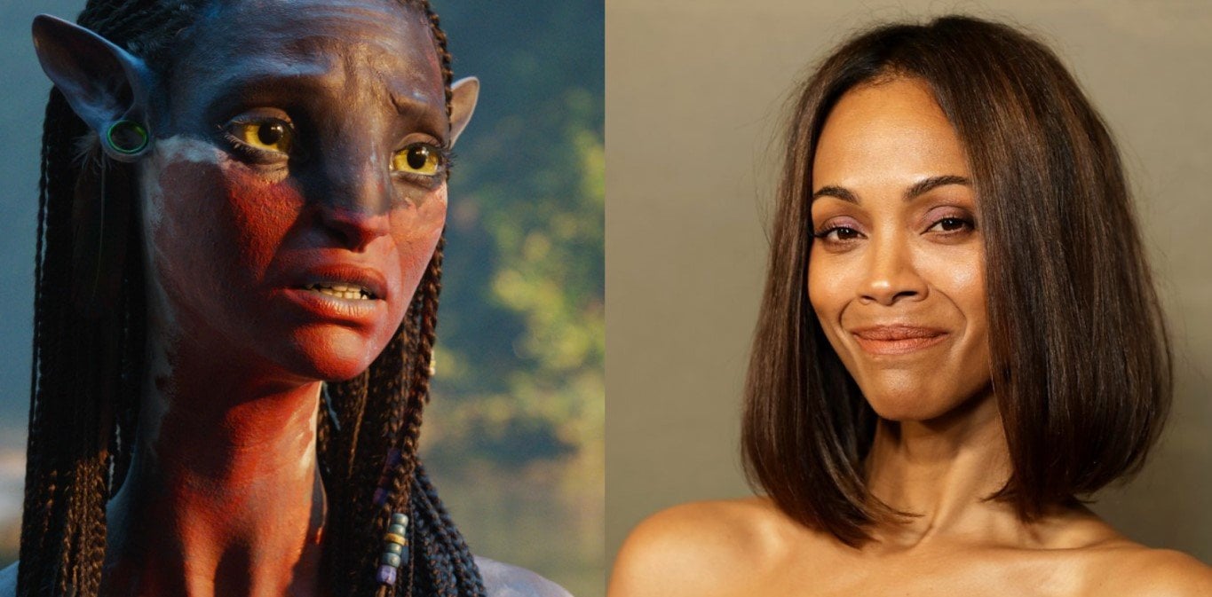 Салдана в фильме (слева) и в жизни. Источники фото: «Аватар 3» и BBC.com
