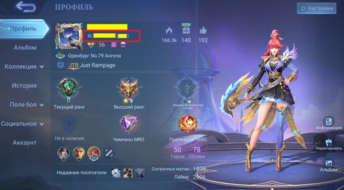 Источник: CQ.ru / Где посмотреть ID аккаунта и сервера