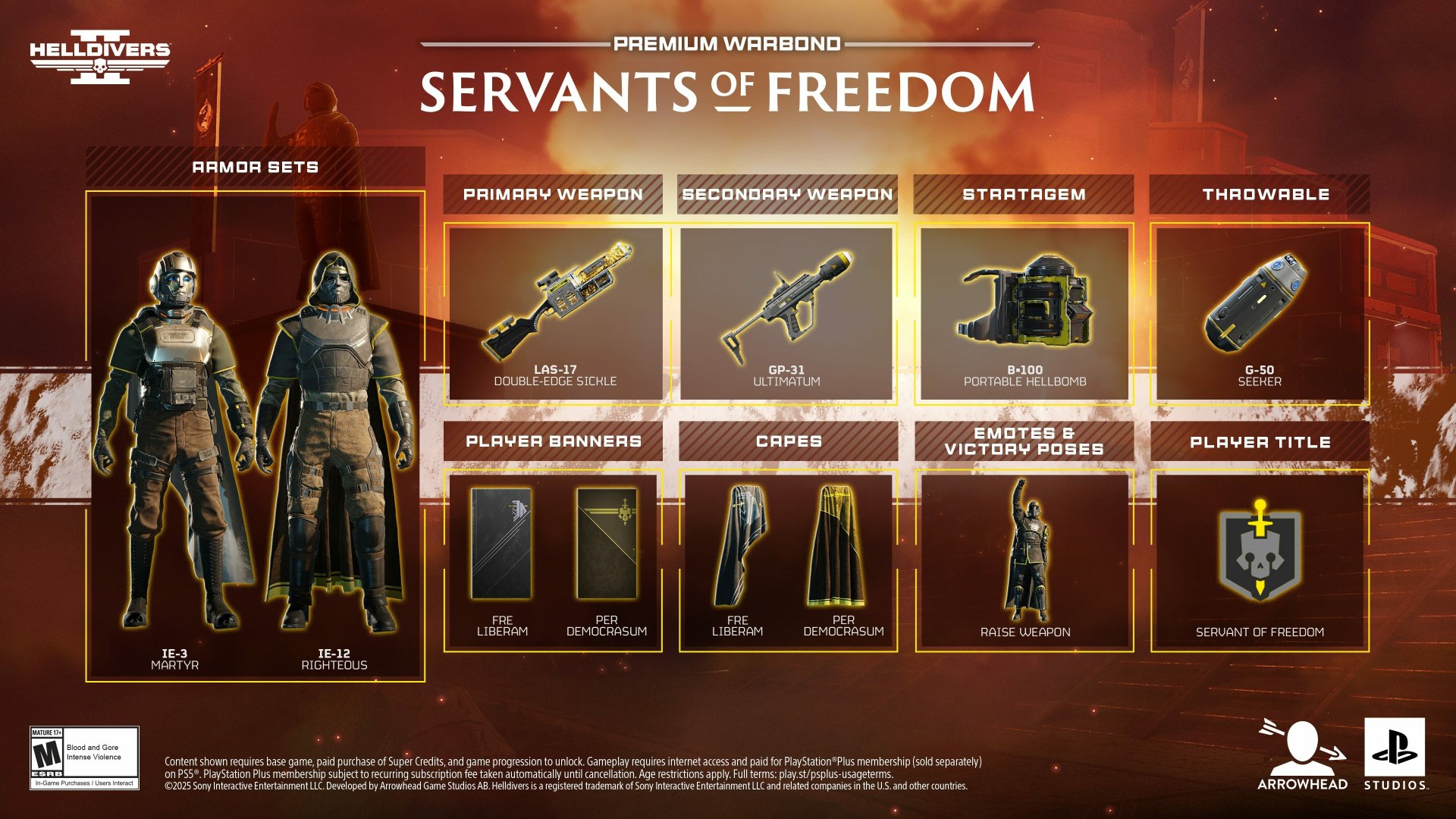 Состав дополнения Servants of Freedom