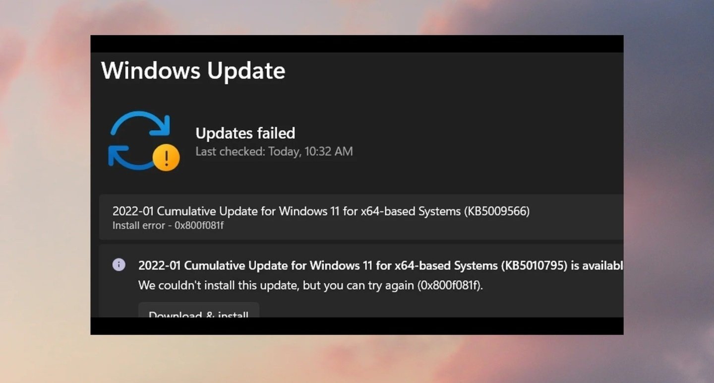 Источники: Windows Report / Уведомление об ошибке 0x800f081f