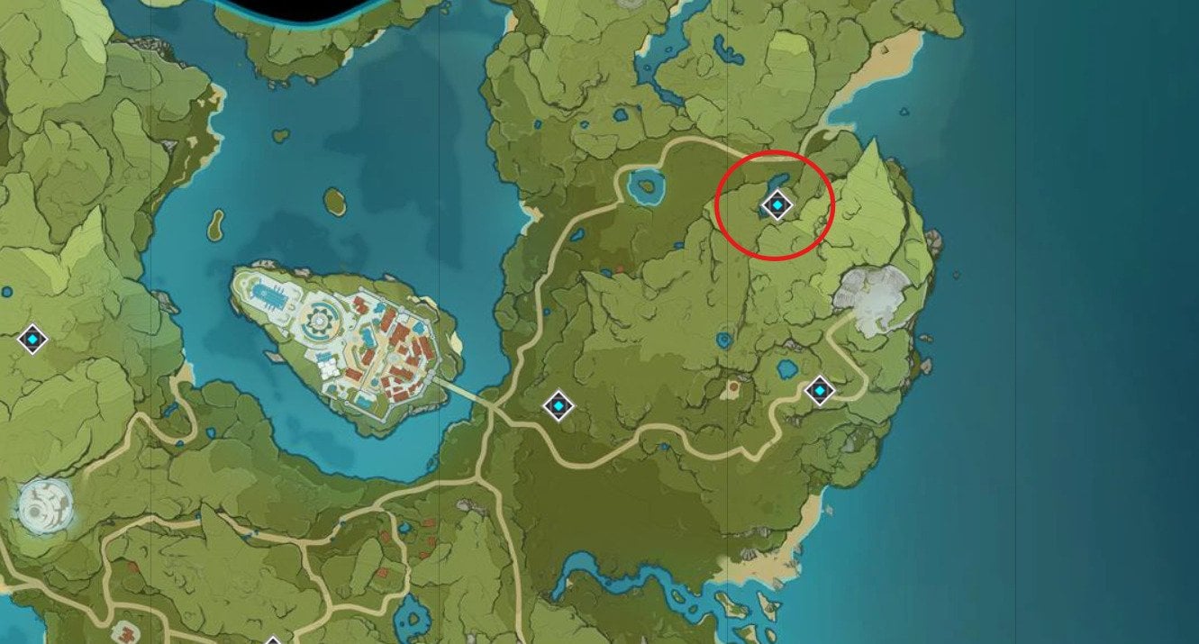 Источник: genshin-impact-map.appsample.com / Расположение подземелья «Июльские сады»