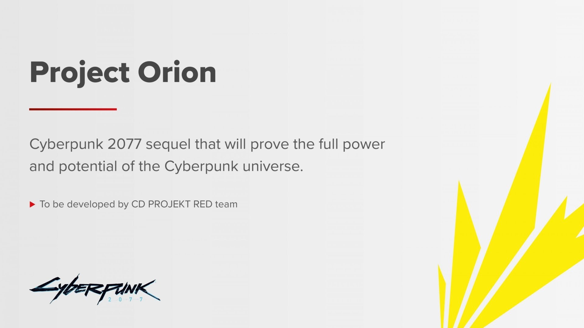 Источник: CD Projekt RED / Кодовое название сиквела Cyberpunk 2077