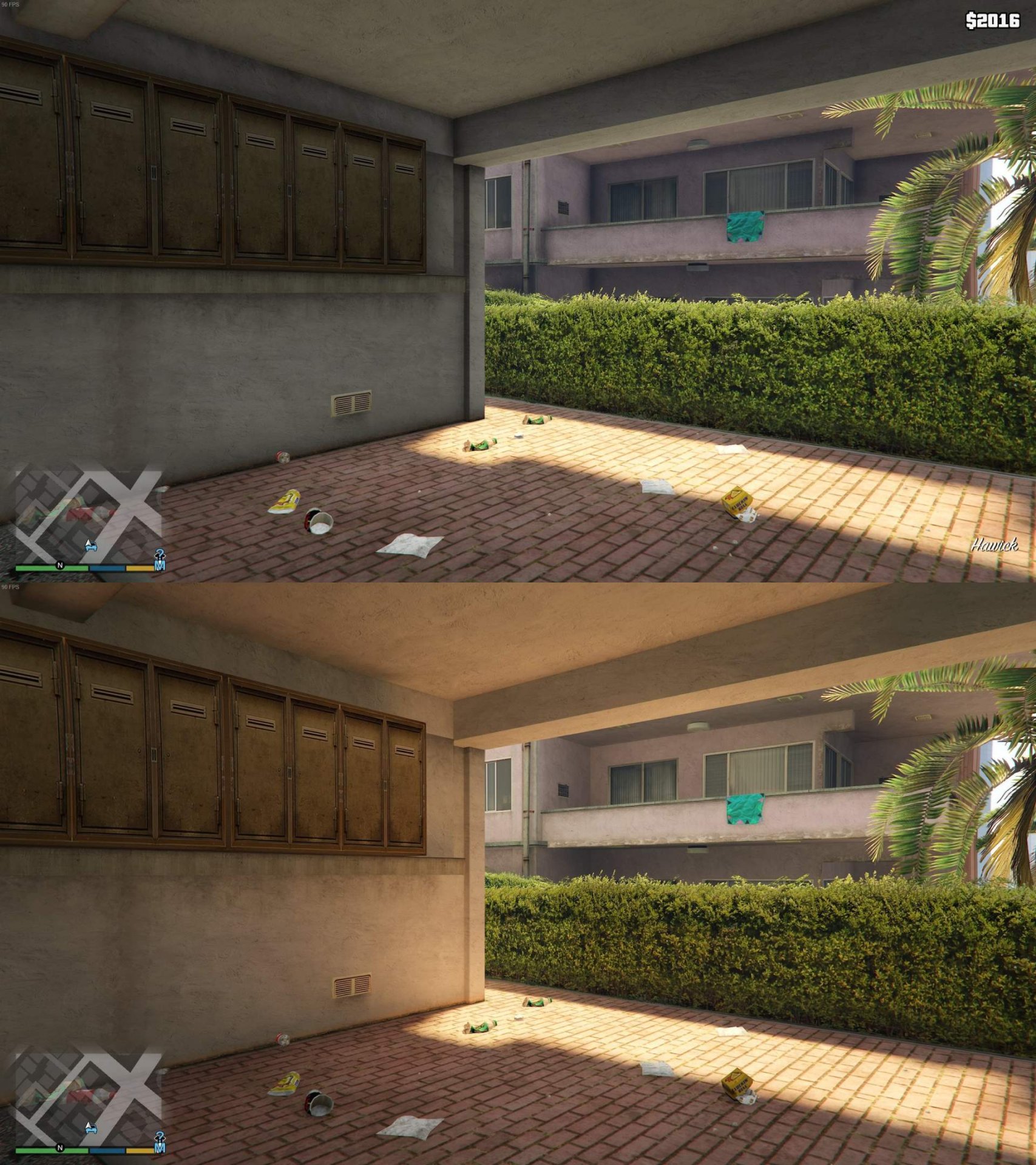 Сверху — оригинальная GTA 5, снизу — некстген-версия