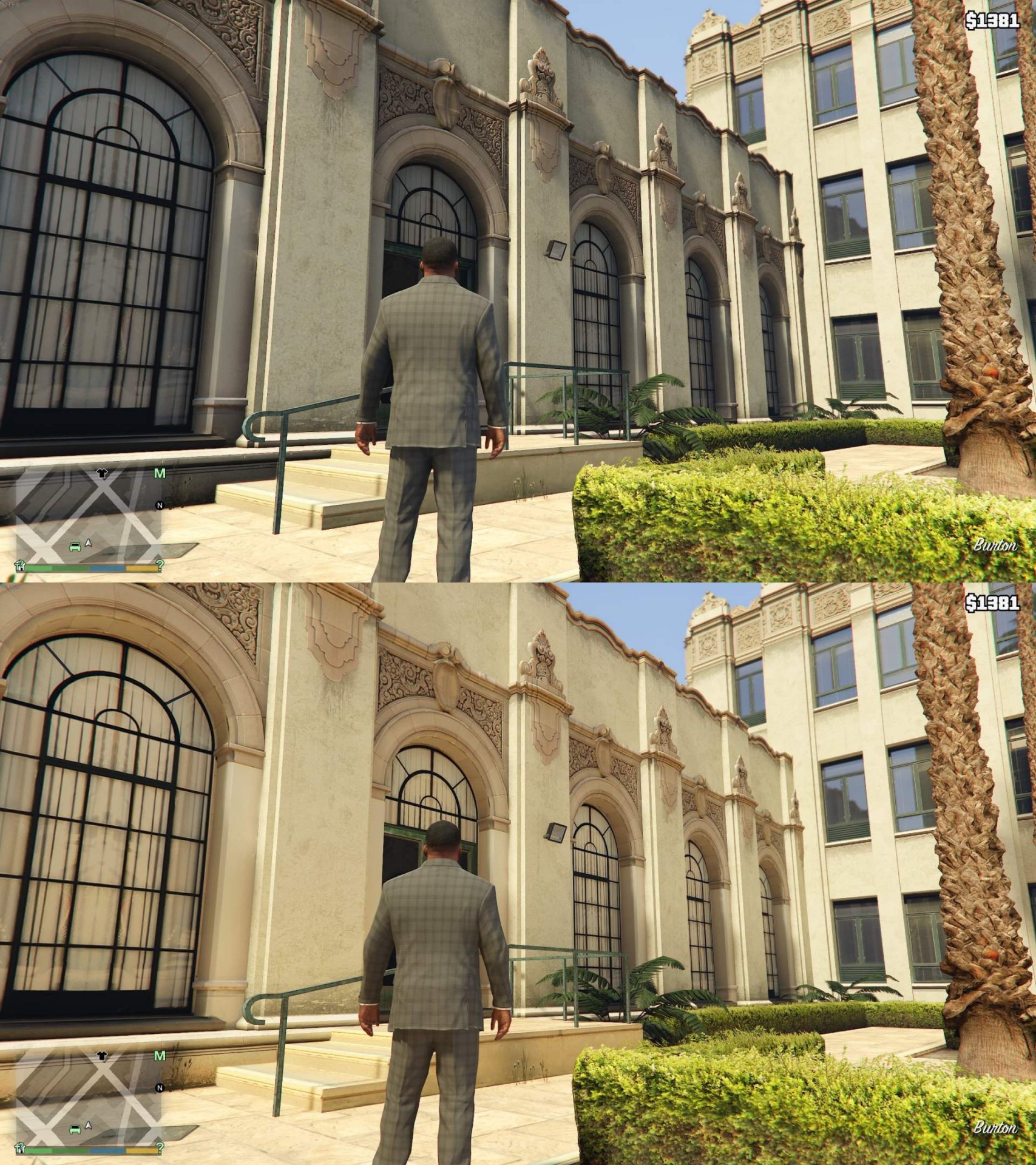 Сверху — оригинальная GTA 5, снизу — некстген-версия