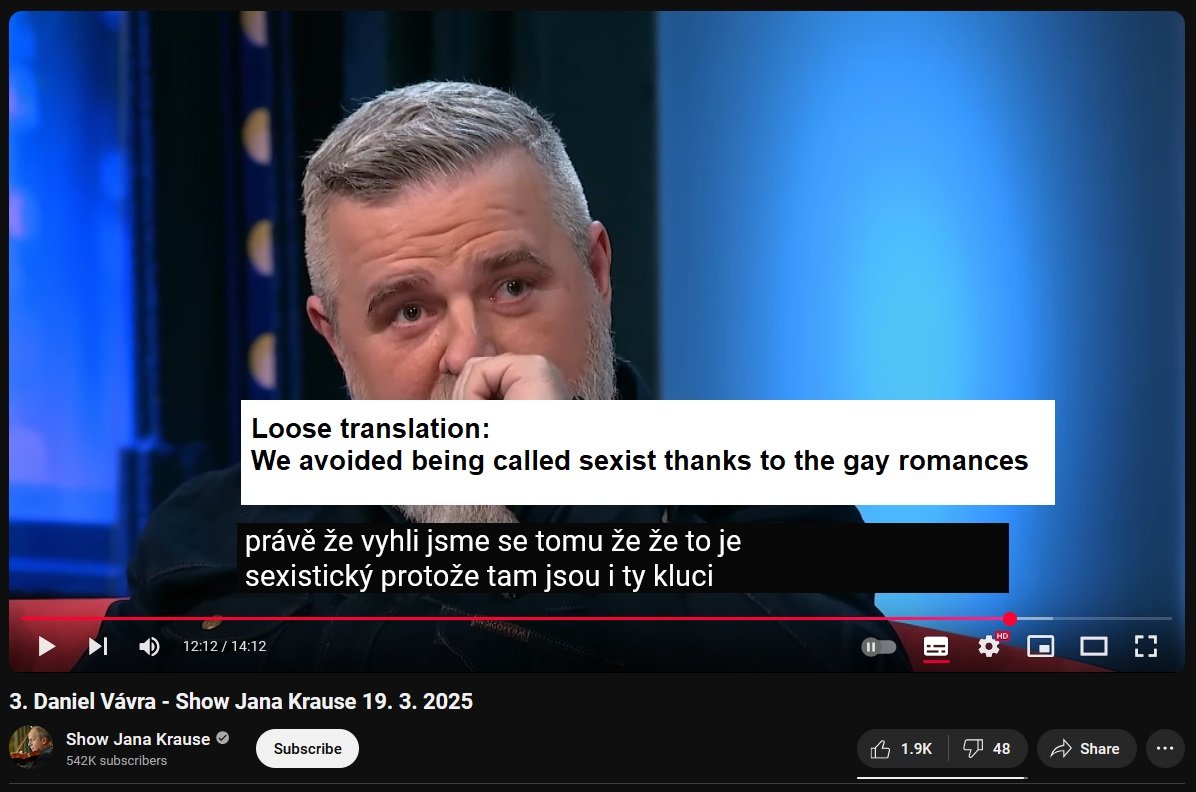Даниэль Вавра на чешском ток-шоу