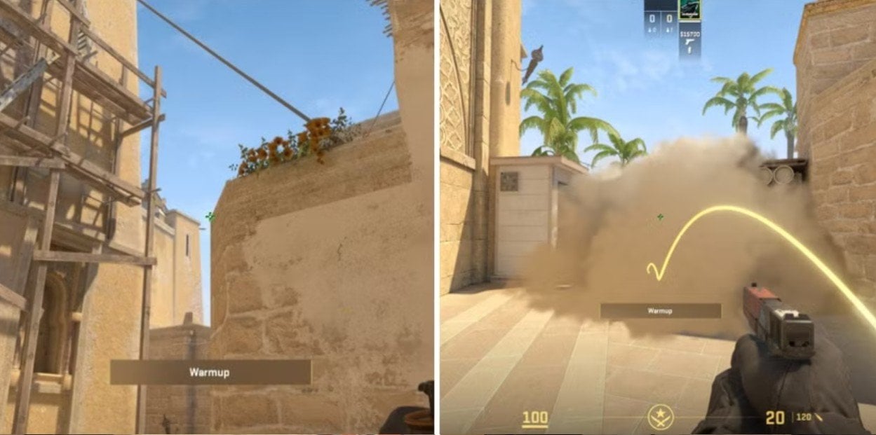 Источник: steamcommunity.com / Смок на спаун защиты на Mirage