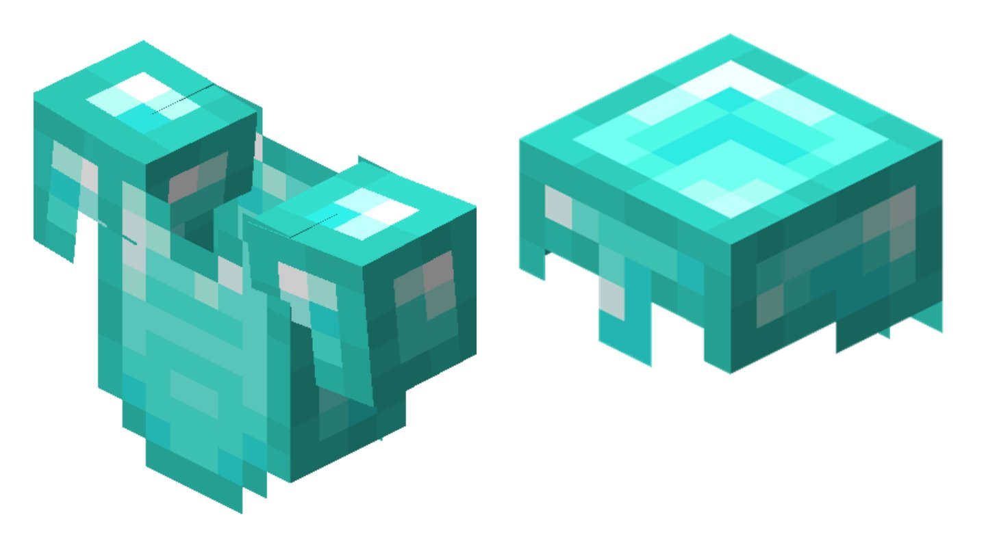 Источник: Minecraft Wiki / Алмазный нагрудник и алмазный шлем