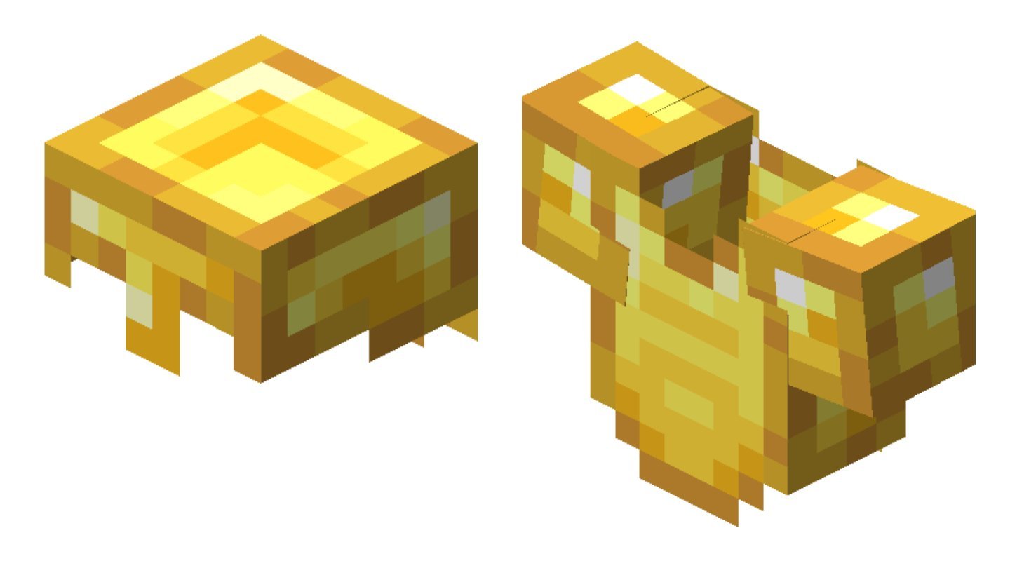 Источник: Minecraft Wiki / Золотой шлем и золотые поножи