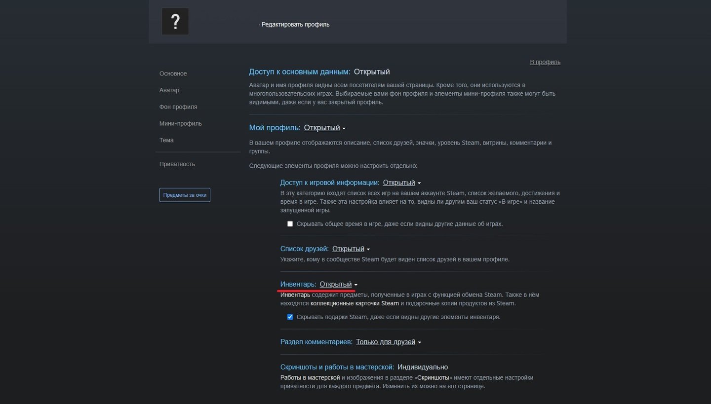 Источник: CQ / Настройка инвентаря в Steam